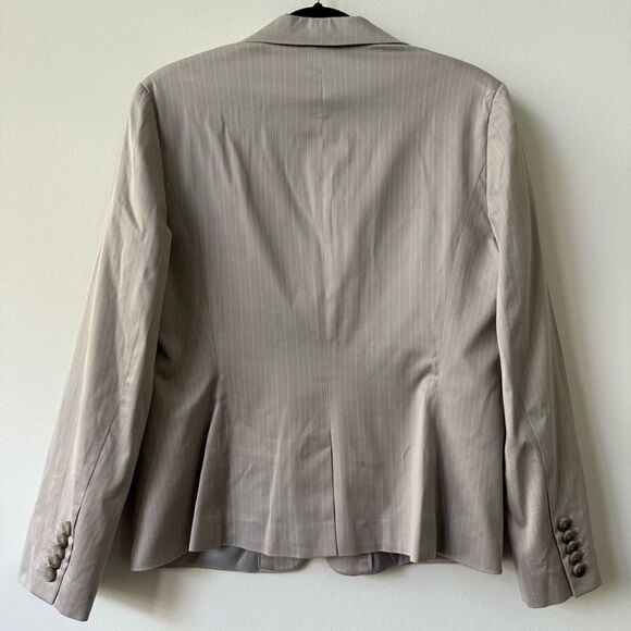 Ann Taylor Women's Two Button Notch Lapel Striped White & Gray Blazer Suit 14 - Picture 2 of 8